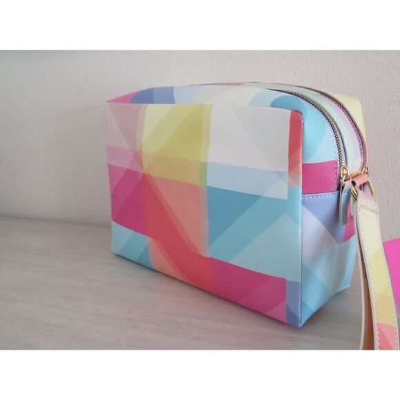 Betsey Johnson CBJ-1084 Women's Multi Color Block Weekender Cosmetic Case - Picture 5 of 8